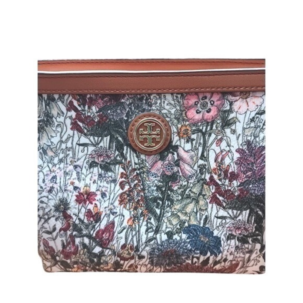 Tory Burch Kerrington Triangle Cosmetic Case Melody Floral Multi Color - Picture 2 of 7